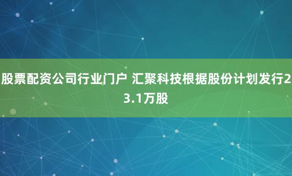 股票配资公司行业门户 汇聚科技根据股份计划发行23.1万股