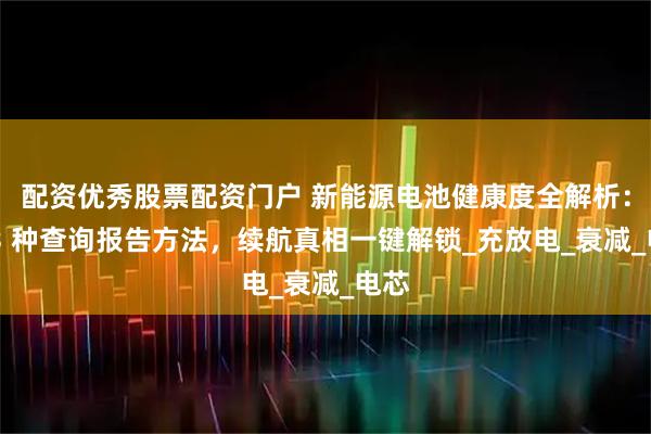 配资优秀股票配资门户 新能源电池健康度全解析：附 3 种查询报告方法，续航真相一键解锁_充放电_衰减_电芯