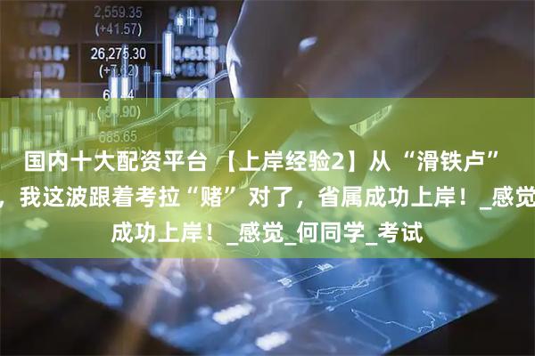 国内十大配资平台 【上岸经验2】从 “滑铁卢” 到 “稳上岸”，我这波跟着考拉“赌” 对了，省属成功上岸！_感觉_何同学_考试