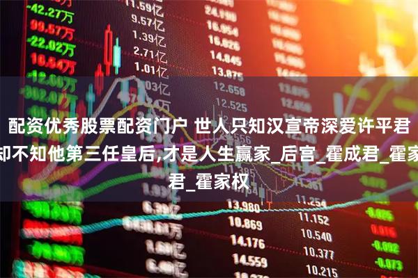 配资优秀股票配资门户 世人只知汉宣帝深爱许平君，却不知他第三任皇后,才是人生赢家_后宫_霍成君_霍家权